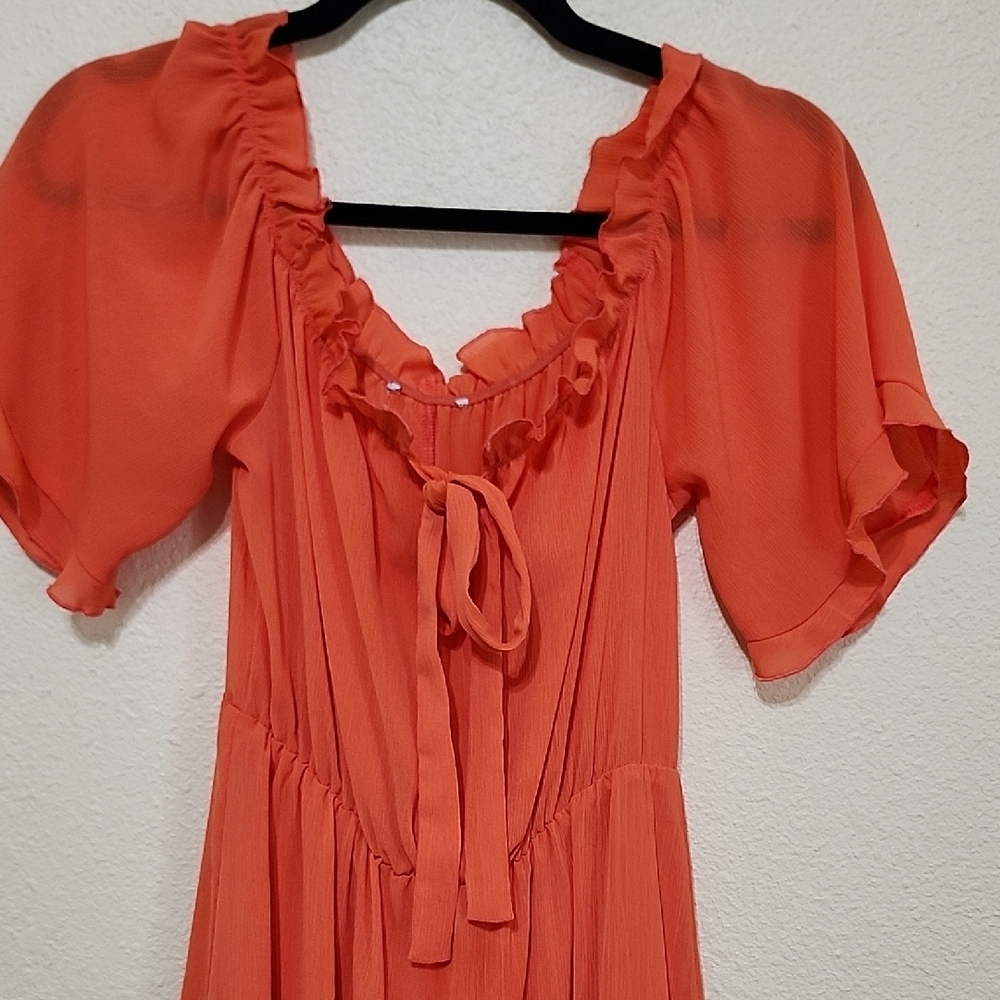Pink Ruffled Tie Front Mini Sundress - Picture 2 of 12